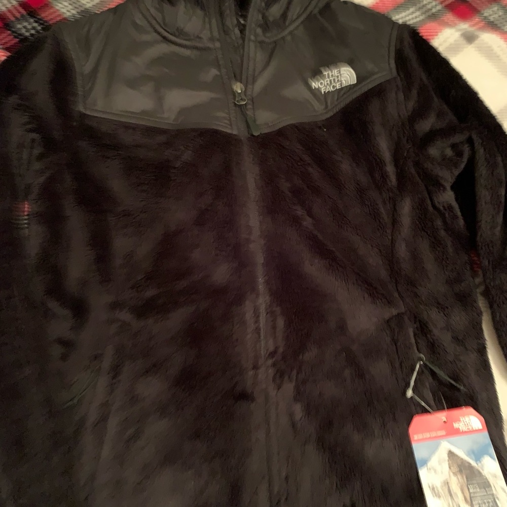Women black Sherpa hooded northface jacket